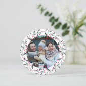 Cute Red en Green Waterverf Holly Kerstmis Wreater Kaart (Staand voorkant)