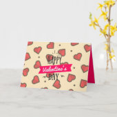 Cute Red en Roze Heart Happy Valentines Day Kaart (Gele Bloem)