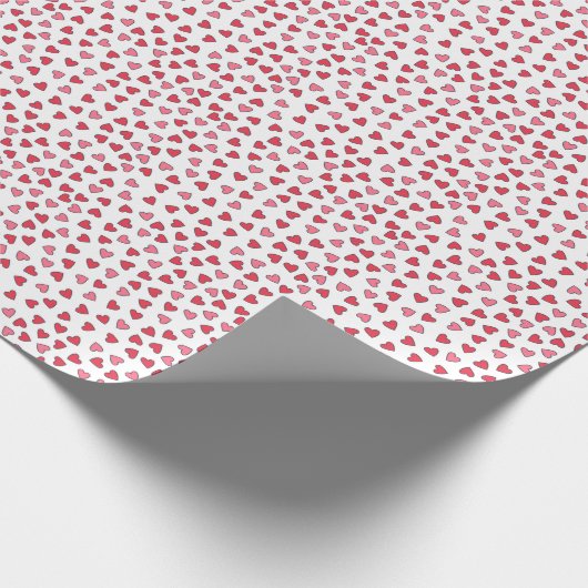 Cute Red en Roze Little Hearts Pattern Cadeaupapier (Hoek)