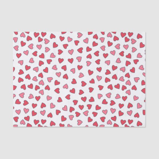 Cute Red en Roze Little Hearts Pattern Tissuepapier (Voorkant)
