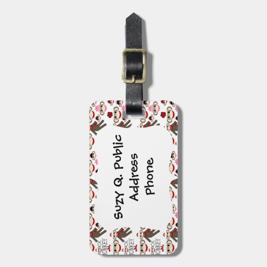 Cute Red en Roze Socket Monkeys Collage Pattern Bagagelabel (Voorkant verticaal)
