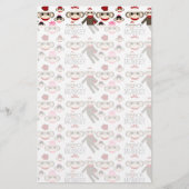 Cute Red en Roze Socket Monkeys Collage Pattern Briefpapier (Voorkant)