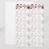 Cute Red en Roze Socket Monkeys Collage Pattern Briefpapier (Voorkant / Achterkant)