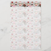 Cute Red en Roze Socket Monkeys Collage Pattern Briefpapier (Voorkant)