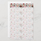 Cute Red en Roze Socket Monkeys Collage Pattern Briefpapier (Voorkant / Achterkant)