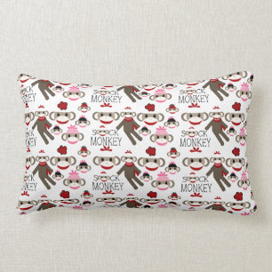 Cute Red en Roze Socket Monkeys Collage Pattern Kussen