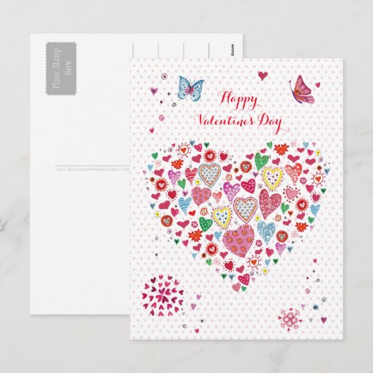 Cute Red en roze Valentijn Harten hart Stippen Feestdagenkaart (Voorkant / Achterkant)