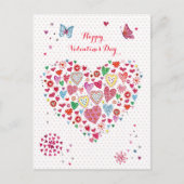 Cute Red en roze Valentijn Harten hart Stippen Feestdagenkaart (Voorkant)