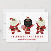 Cute Red en White Dancing Black Santas (Voorkant)