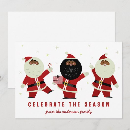 Cute Red en White Dancing Black Santas (Voorkant / Achterkant)