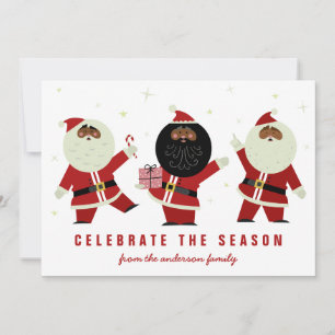 Cute Red en White Dancing Black Santas