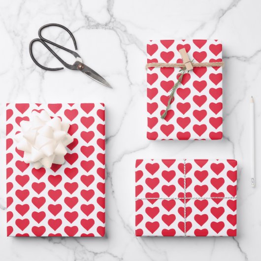Cute Red en White Hearts Inpakpapier Vel (Voorkant)