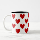 Cute Red en White Hearts Pattern Tweekleurige Koffiemok (Links)