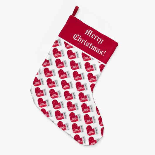 Cute Red en White KerstSock Pattern Grote Kerstsok (Voorkant (Hangend))