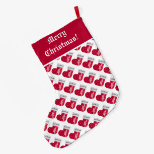 Cute Red en White KerstSock Pattern Grote Kerstsok