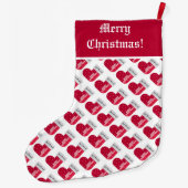 Cute Red en White KerstSock Pattern Grote Kerstsok (Achterkant)