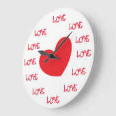Cute Red en White LOVE Heart Wall-klokken Grote Klok (Hoek)