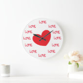 Cute Red en White LOVE Heart Wall-klokken Grote Klok (Huis)