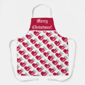 Cute Red en White Merry-kerst Sockpatroon Schort (Voorkant)