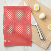Cute Red en White Polka Dots gepersonaliseerd Theedoek (Quarter Fold)