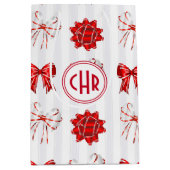 Cute Red en White Ribbon | Witte achtergrond Medium Cadeauzakje (Voorkant)