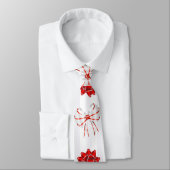 Cute Red en White Ribbon | Witte achtergrond Stropdas (Gebonden)
