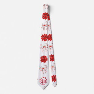 Cute Red en White Ribbon   Witte achtergrond Stropdas