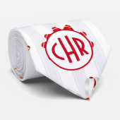 Cute Red en White Ribbon | Witte achtergrond Stropdas (Opgerold)