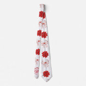 Cute Red en White Ribbon | Witte achtergrond Stropdas (Achterkant)