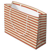 Cute Red en White Striped Pattern Groot Cadeauzakje (Achterkant Gekanteld)