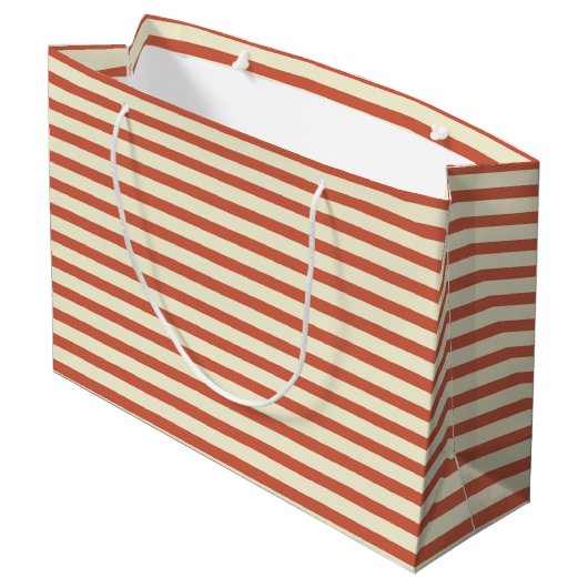 Cute Red en White Striped Pattern Groot Cadeauzakje (Achterkant Gekanteld)
