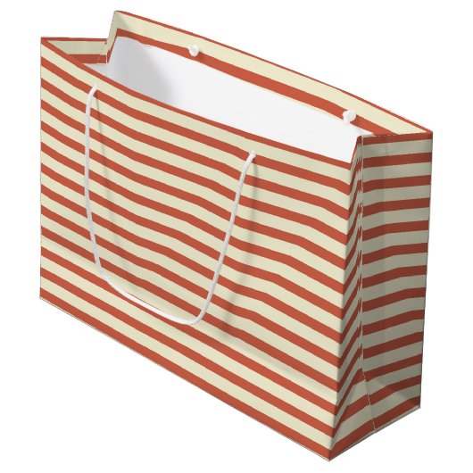 Cute Red en White Striped Pattern Groot Cadeauzakje (Voorkant Gekanteld)