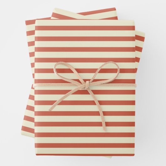 Cute  Red en White Striped Pattern Inpakpapier Vel (In situ)