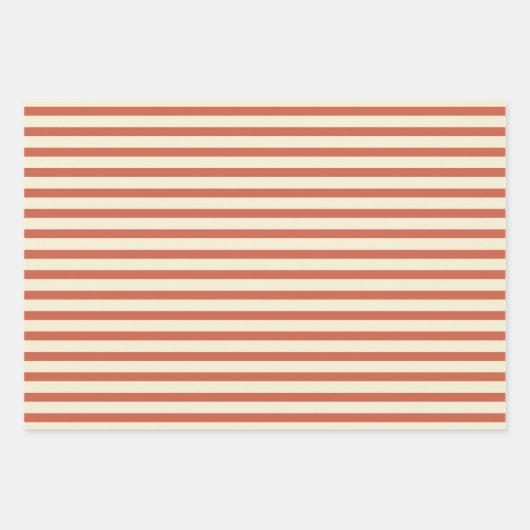 Cute  Red en White Striped Pattern Inpakpapier Vel (Voorkant)