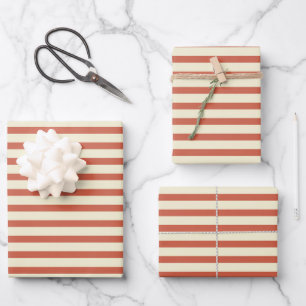 Cute  Red en White Striped Pattern Inpakpapier Vel