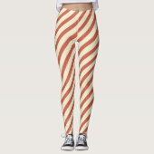 Cute  Red en White Striped Pattern Leggings (Voorkant)