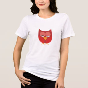 Cute Red en Yellow Cartoon Owl Tri-Blend Shirt