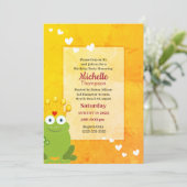 Cute Red en Yellow Princess Frog Birthday Kaart (Staand voorkant)