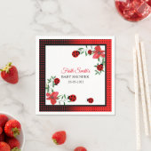 Cute Red en zwarte Ladybugs | Waterverf bloemen Servet (Insitu)