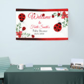 Cute Red en zwarte Ladybugs | Waterverf bloemen Spandoek (Beurs)