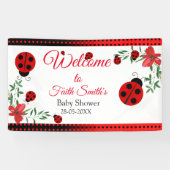 Cute Red en zwarte Ladybugs | Waterverf bloemen Spandoek (Horizontaal)