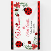 Cute Red en zwarte Ladybugs | Waterverf bloemen Spandoek (Verticaal)