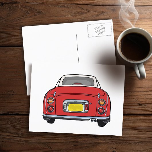 Cute Red Figaro Motorrijtuig Briefkaart