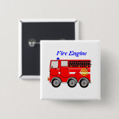 Cute Red Fire Engine Boys Button Badge (Voorkant /achterkant)