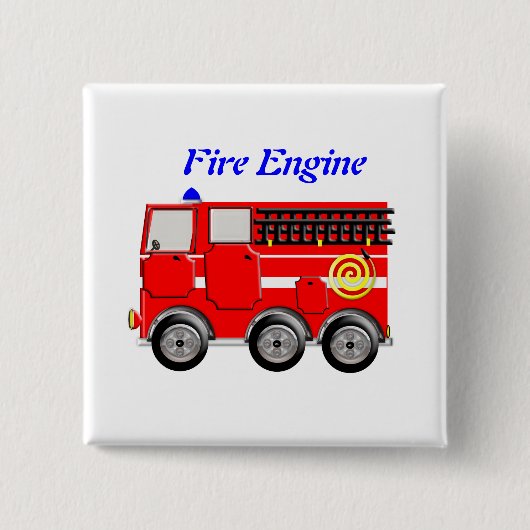Cute Red Fire Engine Boys Button Badge (Voorkant)