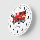 Cute Red Fire Engine Persoonlijke jongens Room Clo Ronde Klok (Hoek)
