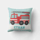 Cute Red Fire Truck voor jongens Bedroom Kussen (Achterkant)