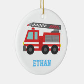 Cute Red Fire Truck voor jongens, naam Keramisch Ornament (Rechts)