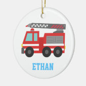 Cute Red Fire Truck voor jongens, naam Keramisch Ornament (Links)