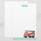 Cute Red Fire Truck voor Little Fire strijders Briefpapier (Voorkant / Achterkant)